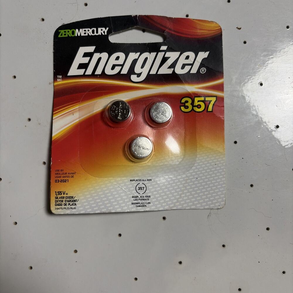 Energizer 357 Zero Mercury Silver Oxide Batteries 3 Pk